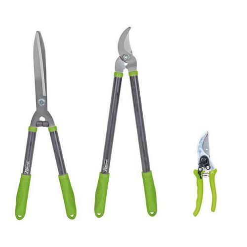 Lot 3 outils de jardinage coupants : secateur 8 + cisaille haies + coupe branches