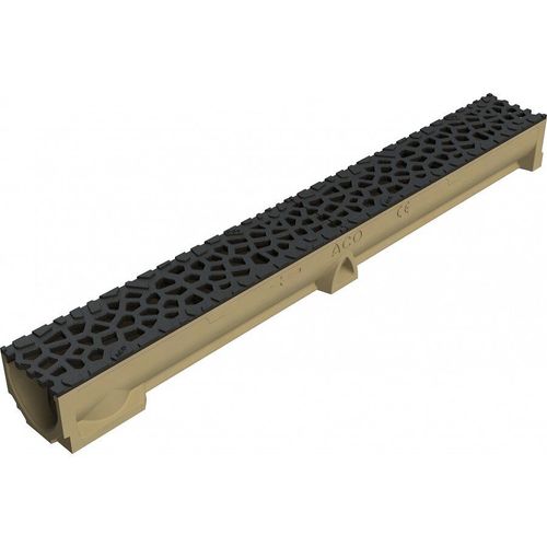 Caniveau Self 100 avec grilles Voronoï noir standard fonte HT95mm ACO