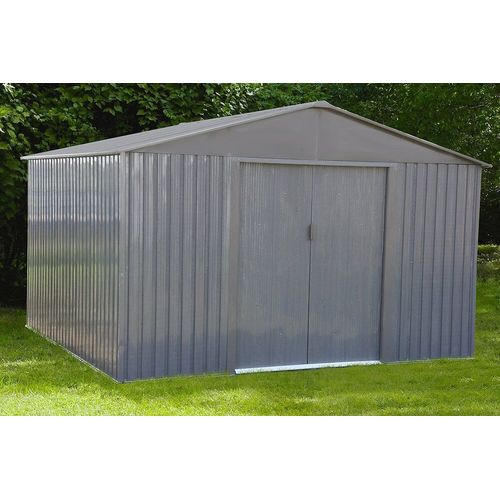 Abri Jardin Métal - Aspect Bois Vieilli 1010 - 9,66 M²- Gris