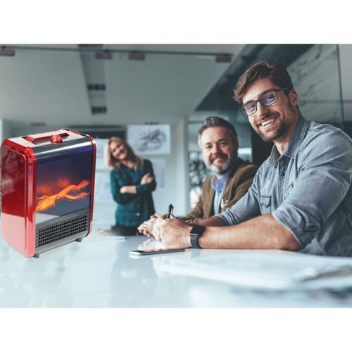 Cheminée rouge - Venteo - Cheminée portable et compacte - Rouge - Adulte - Effet flamme - Réglable 1500W