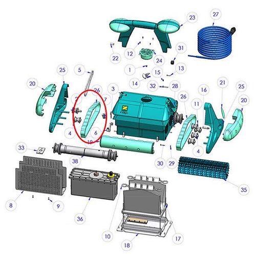 chenille turquoise pour robot indigo - w1222a - zodiac