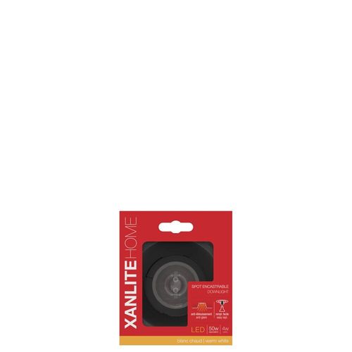Spot Encastrable Gu10 50w 2700k Rond En Alu Noir Ip20
