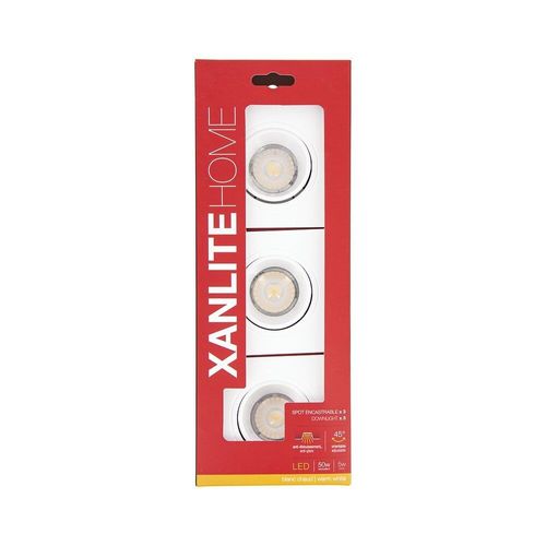 Pack De 3 Spots Gu10 50w 2700k Carr? Orientable Blanc Ip20