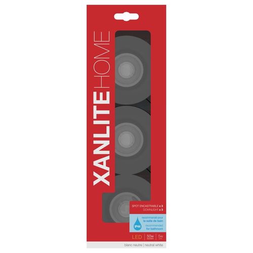Pack De 3 Spots Gu10 4000k Rond Noir Ip44