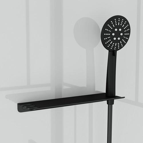 Cabine de douche Carrée 80x80x213 cm - Porte pivotante - Fond Blanc et Profilés Noir Mat - RUBIQ