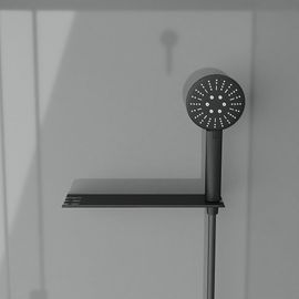 Cabine de douche rectangle 110x80x209 cm - Receveur bas - Fonds Gris Profilés Noir Mat - FOGGY LOW