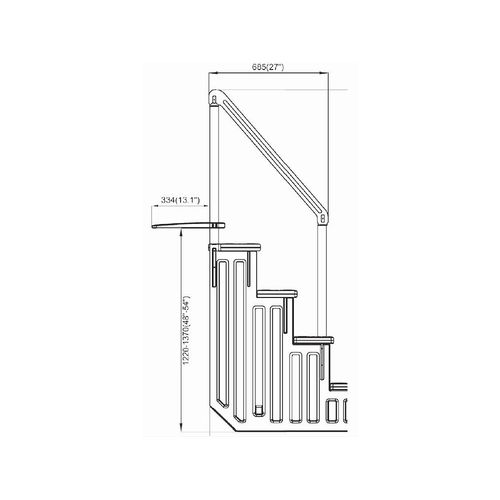 Escalier simple en résine pour piscine facile d'installation et d'utilisation - Taille ajustable de 122 à 137 cm