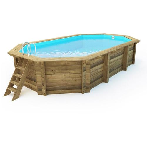 Piscine bois " Sao Paulo " - 6.57 x 4.07 x 1.20 m - Bâche à bulles 180 µ - Bâche hiver 280 g/m² -