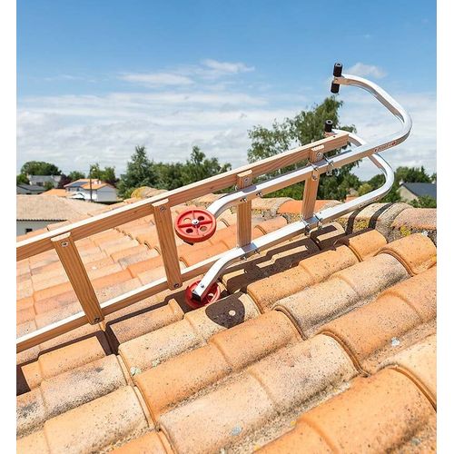 Echelle plate de toit en bois pour couvreur avec crochet de toit 5m Hailo Safety Roof