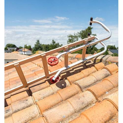 Echelle plate de toit en bois pour couvreur avec crochet de toit 4m Hailo Safety Roof