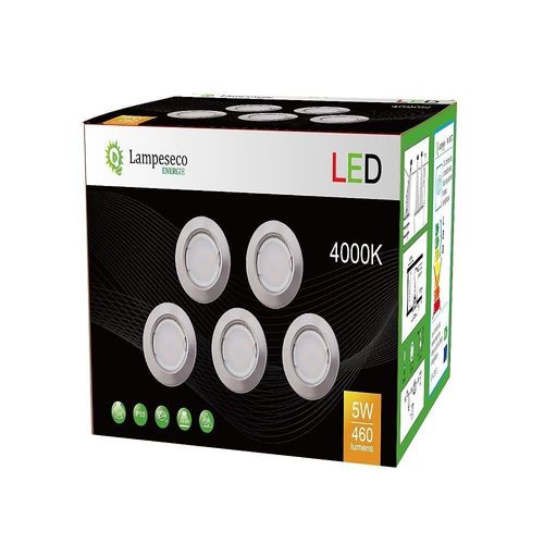 Lot De 30 Spot Led Encastrable Complete Ronde Fixe Alu Brosse Eq. 50w