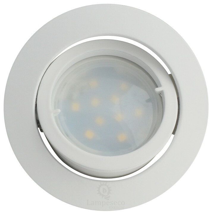 Lot De 2 Spot Led Encastrable Complete Blanc Orientable Lumière Blanc Chaud Eq. 50w Ref.193