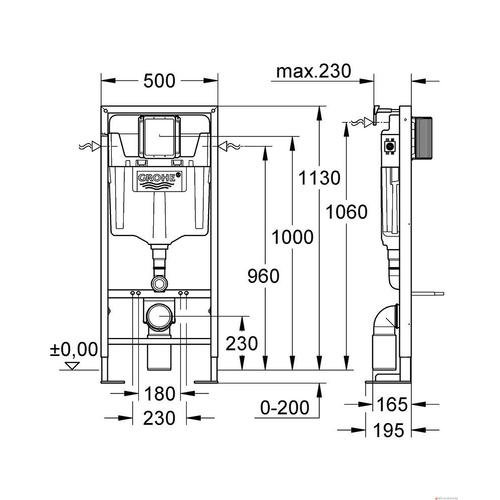 Pack WC suspendu compact Ideal StandardConnect space + abattant + plaque chromée + bâti Grohe