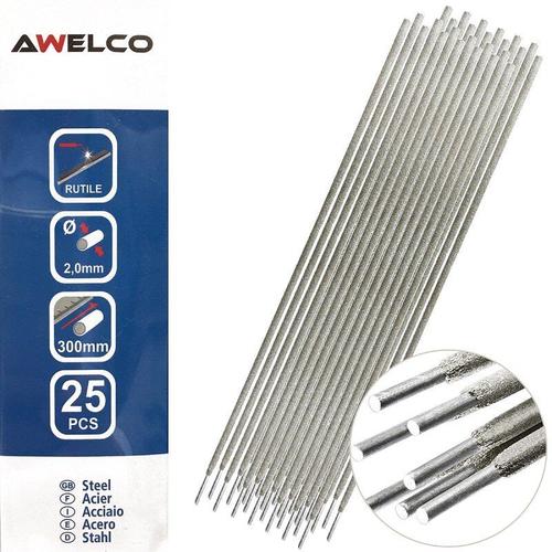 Electrodes soudage rutile 2 x 300 mm 25 pi?ces AWELCO Baguette enrob?e soudure ? l'arc Acier