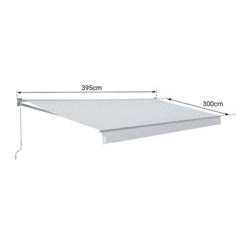 Store Banne Saule 3,95 × 3m - Toile Beige Et Structure Grise