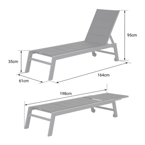 Bain De Soleil Barbados En Textilène Vert D'eau - Aluminium Anthracite