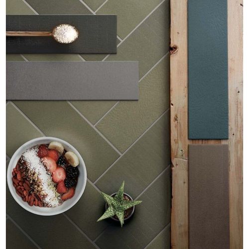 Babylone Perle Noir - Carrelage Uni Texturé 9,2x36,8 Cm Noir Mate
