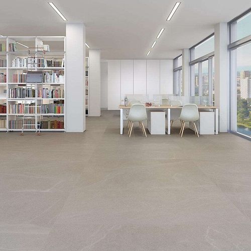 Seine R Gris - Carrelage Aspect Pierre 120x120 Cm Grand Format