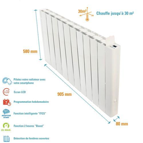 Radiateur Électrique À Inertie Fluide Connecté Optimeo Opt-oribt-2000 Blanc 2000w