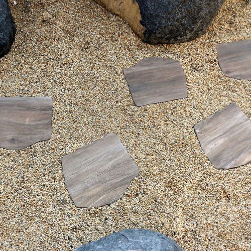 Pas Japonais Gr?S C?Rame Effet Bois Marron L.42 X L.36 X Ep.2 Cm (Lot De 15)