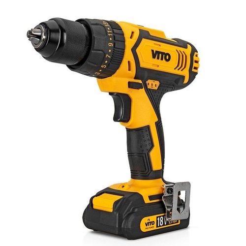 Perceuse visseuse sans fil 18V VITOPOWER 2 batteries Lithium 2.0 Ah + mallette + 18 accessoires de vissage et perçage