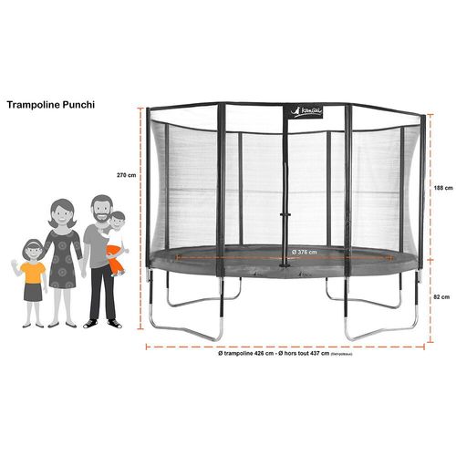 Kangui - Trampoline De Jardin 426 Cm + Filet De Sécurité Jumpi Vert/Noir 430