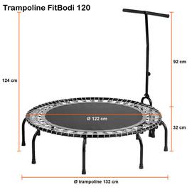 Trampoline Physionics ® Mini Trampoline de Fitness - Diamètre Ø 122 cm,  Pieds Antidérapants, Usage Intérieur/Extérieur, Pliable - Trampoline de  Gymnastique, Entraînement