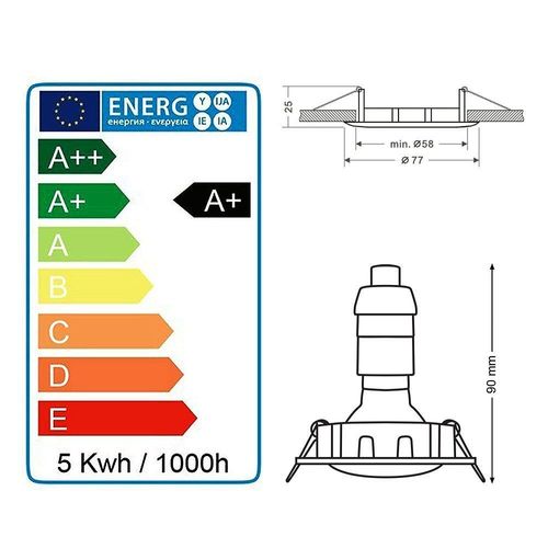 Lot De 15 Spot Encastrable Fixe Led Blanc Avec Ampoule Gu10 7w 38° Blanc Chaud