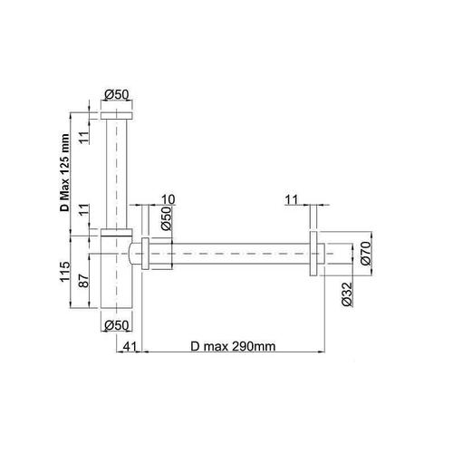 Siphon Lavabo Design Totem Tubulaire Laiton - Finition Inox Brossé