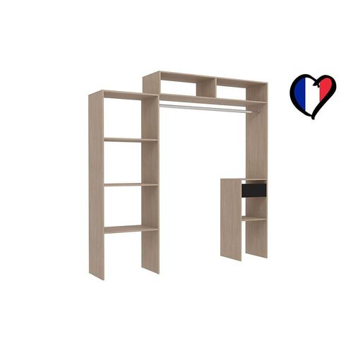Elysée - Dressing Bois Extensible Avec Penderie, Étagères Et Tiroirs