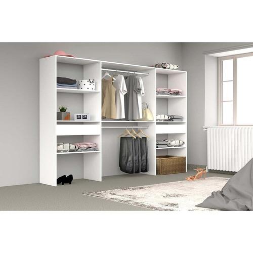 Elys?E - Grand Dressing Avec 2 Penderies, 6 ?Tag?Res Et 2 Tiroirs Blanc