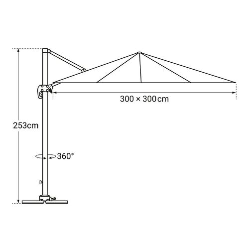 Parasol Déporté Molokai Carré 3x3m Taupe + Housse