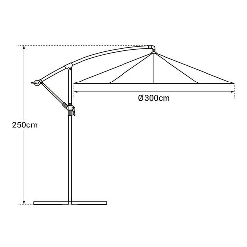Parasol Déporté Oahu Rond 3m De Diamètre Gris + Housse