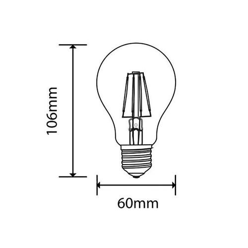 Ampoule Led E27 Filament 5w 600lm A60 - Blanc Chaud 2800k