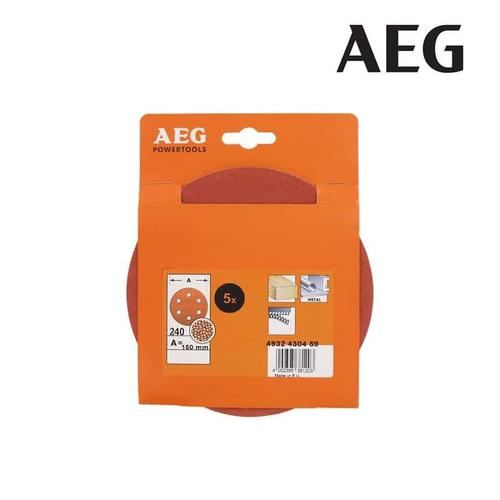 Kit 5 disques abrasifs AEG grain 240 150mm 4932430459