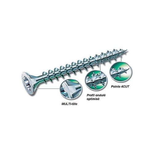 Vis à bois aggloméré Torx - filetage partiel - 4,5x45 mm - 500 pièces - Wirox SPAX