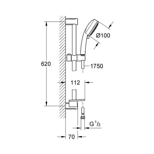 Grohe - Set de douche barre 600mm débit 8L/min Tempesta Cosmopolitan 100