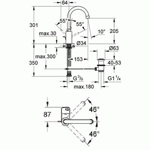 Mitigeur lavabo bec haut Concetto - 32629001 GROHE