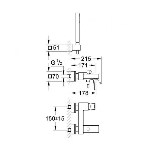 Grohe Mitigeur monocommande Bain / Douche Eurocube 23141000