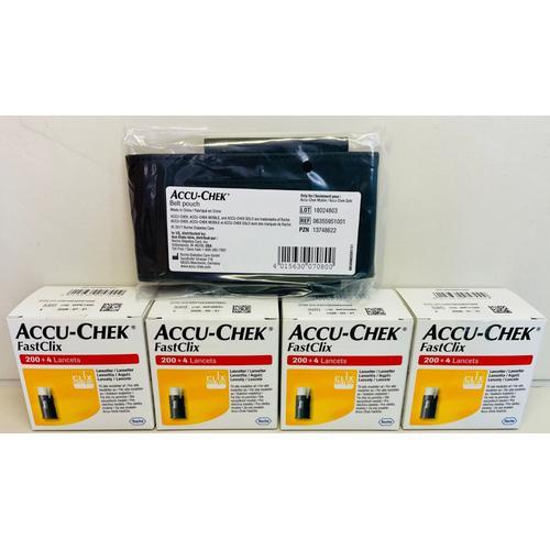 Lot Accu-Chek 4 Boîtes Fastclix Lancettes Avec Etui Protection Lecteur Accu-Chek Ou Mobile