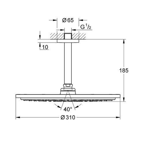 26076000 Grohe New Tempesta Cosmopolitan Pommeau de douche et barre chromée