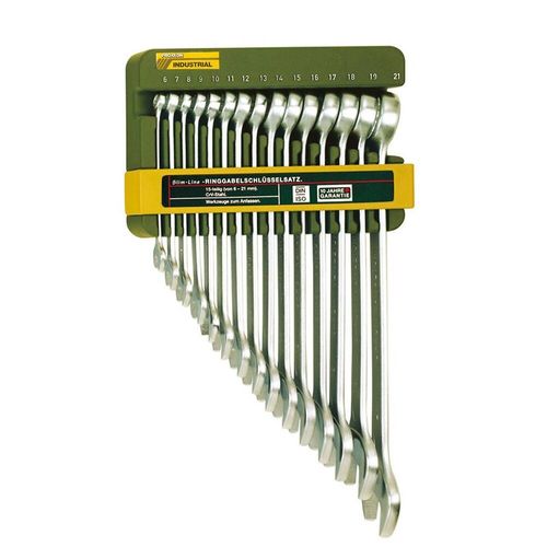 Jeu de clés mixtes fourche et polygonale Slim-Line 15 pièces