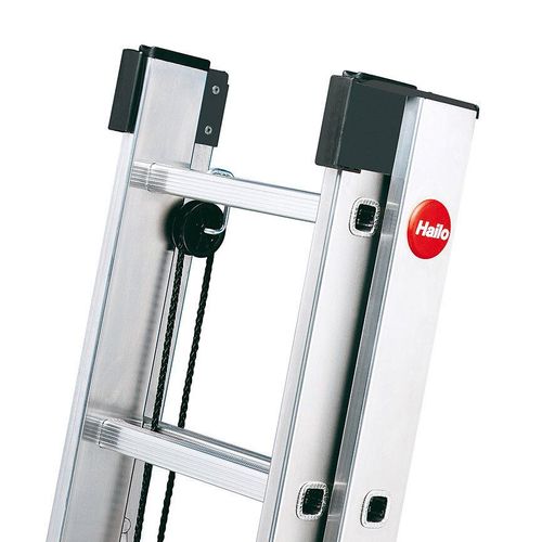 Echelle coulissante à corde 2 plans 2x16 échelons 8m70 en aluminium Hailo ProfiStep Duo