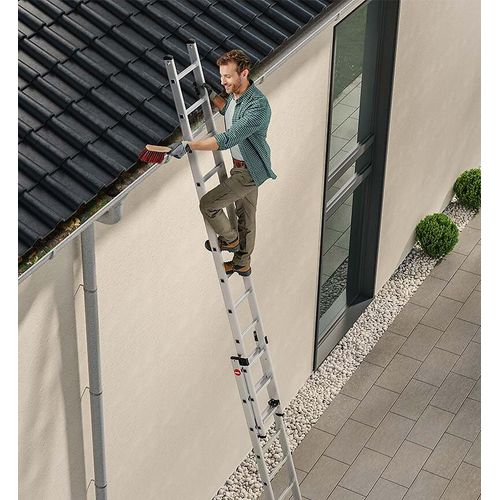 Echelle coulissante à main 2 plans 2x15 échelons en aluminium 8m40 Hailo ProfiStep Duo