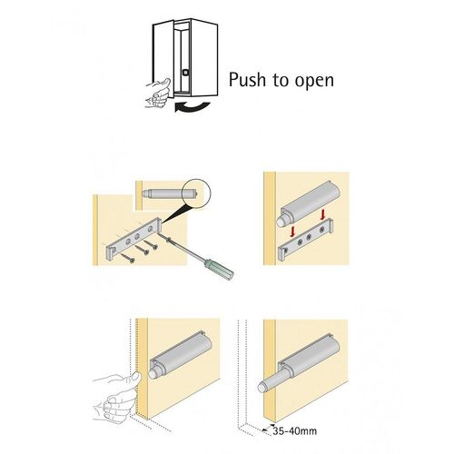 Lot de 2 système d?ouverture plastique brut HETTICH, l.60 mm