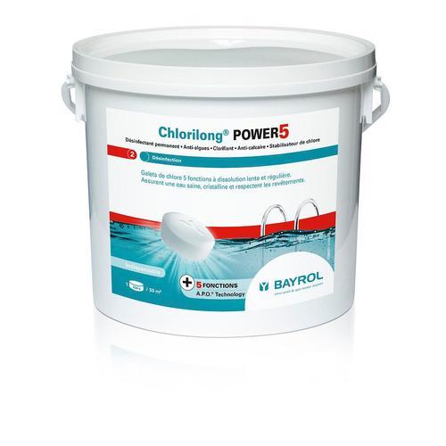 bayrol - chlore lent 5 fonctions galet 5kg chlorilong power 5