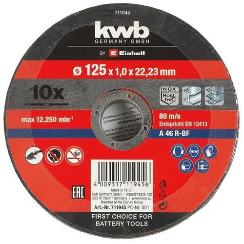 Lot de 10 disques à tronçonner 125mm