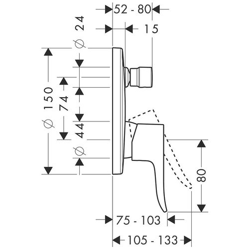 Metris Set de finition pour mitigeur bain/douche encastré (31493000)