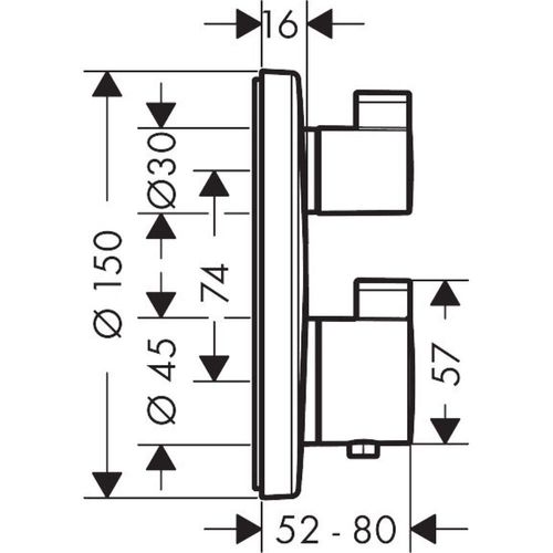 Hansgrohe-Set de finition pour mitigeur thermostatique S encastré - Réf. 15758000 - OD
