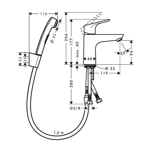 Focus Set bidette, bonde Push-Open, chromé (31927000)